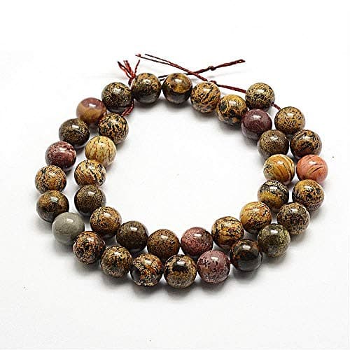 G323 Perles rondes en pierre précieuse naturelle, jaspe dendritique, opale, 8 mm, marron et noir, bijoux design, accessoires de bricolage