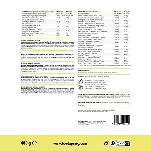 foodspring Clear Whey, Limonade, 480g, Shake protéiné léger et rafraîchissant de Whey Isolate premium.