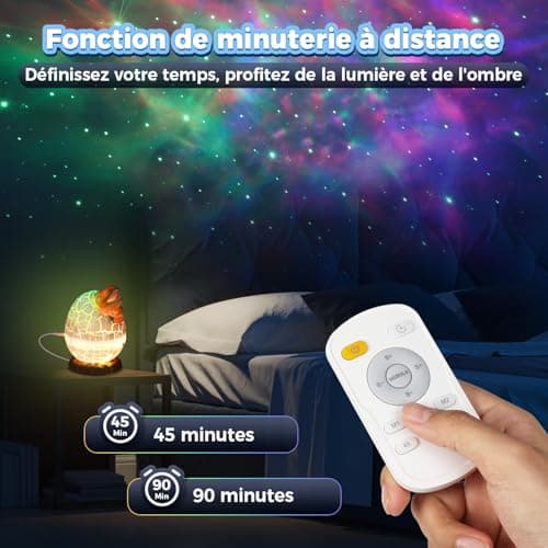 YISSVIC Projecteur Ciel Etoile Œufs de Dinosaure Projecteur Galaxie 8 Effets Lumineux 5 Vitesse 5 Luminosité avec Télécommande Minuterie Ciel Etoile Plafond Décoration Chambre Cadeau pour Noël, Fête