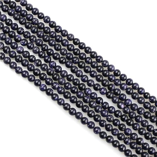 MJDCB 225pcs Petites Perles de Pierre 3mm Grès Bleu Pierres Précieuses Ronde Lisse en Vrac pour La Fabrication de Bijoux Bracelets Boucles D'oreilles Colliers Accessoires