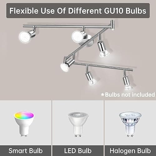 wowatt Spots de Plafond Orientable - Pivotants Plafonnier Industriel Plafonnier 6 Spots Luminaire Spot Nikel Mat Douille GU10 pour Cuisine Chambre Salon Couloir Salle à manger Sans Ampoules