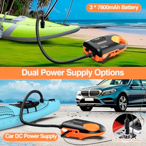 FOWAWU 3 * 7800mAh Gonfleur Electrique Paddle, Gonfleur Batterie Paddle 20PSI, Paddle Electrique Paddle Gonfler et Dégonfler Système à Deux Vitesses Arrêt Automatique 12V CC