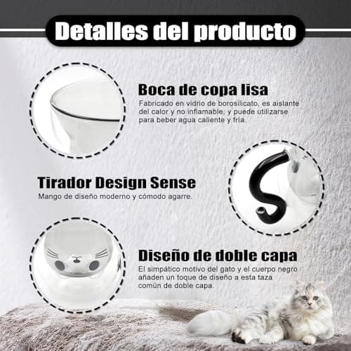 Qinhai Tasse Chat, Tasse a Cafe Double Paroi, Cadeau de Noël Original pour Femme Fille Epouse Maman Nounou Marraine Amie Enfant Garçon Fille, Valentin Fête des Mères Anniversaire Halloween