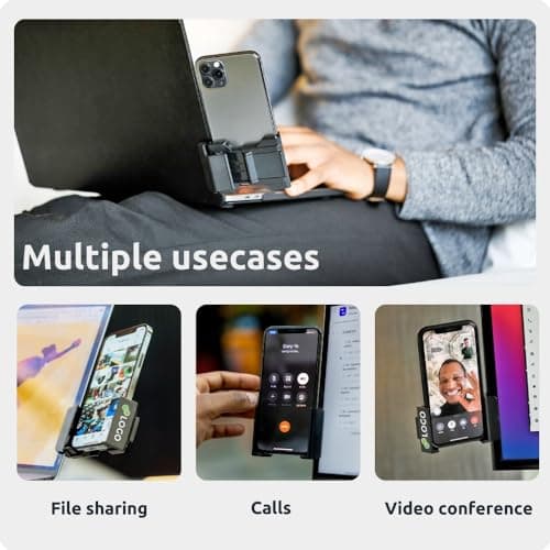 Phoneside One - Support Téléphone Portable Ordinateur, Support Telephone écran Ordinateur Smartphone Ajustable Universel iPhone 15 Pro Max/14 Pro/13/12 Mini, Samsung S23 Ultra/S22/S21/A52/A12 et autre