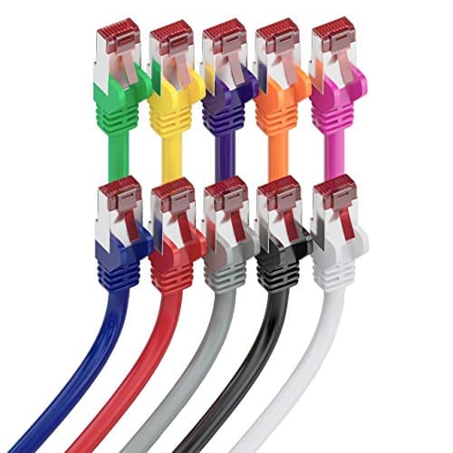 deleyCON 10x 1m Câble Patch CAT6 PIMF S/FTP un Blindage CAT-6 RJ45 Câble Réseau Câble Ethernet LAN DSL Routeur Modem Point D'Accès Patch Panels - Multicolore