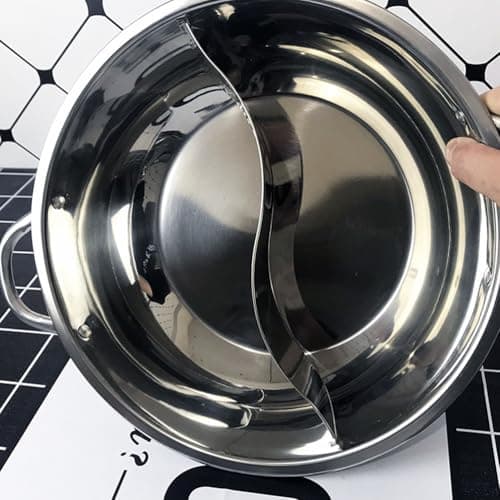 MAGICLULU 1 Pc marmite en acier inoxydable hot pot pot avec diviseur marmite chinoise fondue chinoise pot en acier inoxydable marmite à gaz batterie de cuisine électrique poêle