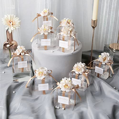HENGBIRD 50 PCS 5 x 5 x 5 cm Boîte Cadeau Transparente Clear Boîtes de faveur de Mariage Petit Cube Emballage Cadeau Boite Boîtes à Gâteaux Pour le Mariage Boîte de Cotillons, fêtes, anniversaires