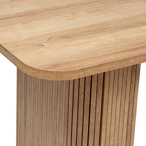Atmosphera Créateur d'Intérieur - Table à Manger Colva Effet Bois - 6 Personnes - Rectangulaire Angles Arrondis - Protecteur de Sol - L180cm x H75cm