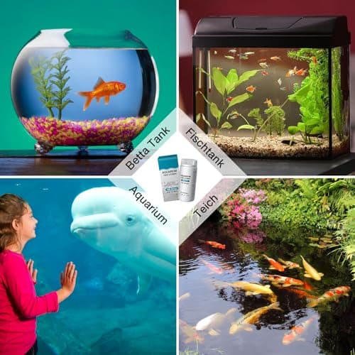 Lot de 100 bandelettes de test 6 en 1 pour aquarium, test du pH nitrite, nitrate, chlore, dureté carbonatée générale, eau salée, eau douce d'aquarium