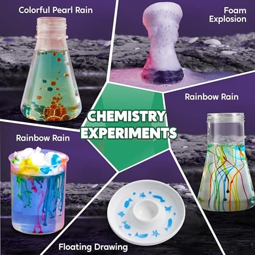 KLEVER Kits 50+ Expériences Scientifique pour Enfants,Jeux pour Enfants Chimie Enfant, Science et Jeu, Cadeau Garcon 10 Ans, Jouet Garcon 7 Ans Arbre de Cristal, Jouets éducatifs Scientifiques