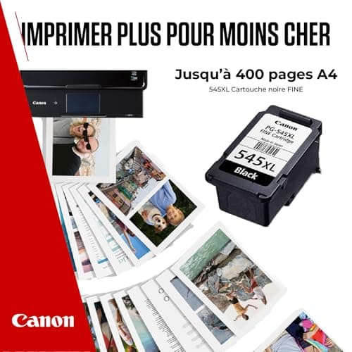 Canon Cartouche Encre - PG-545XL Cartouche d'encre Noire véritable pour imprimante à Haut rendement - Imprime jusqu'à 400 Pages A4 (1 x Cartouche)