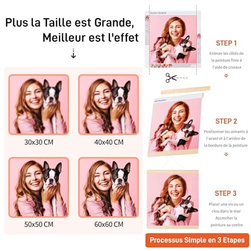 Easycosy Diamond Painting Personnalisé Photo 5D - Peinture Diamant DIY Broderie Diamant Peinture Kit - Tableau en Perles à Coller Custom Photo Art - Décoration Murale Cadeau Personnalisé 30x30cm