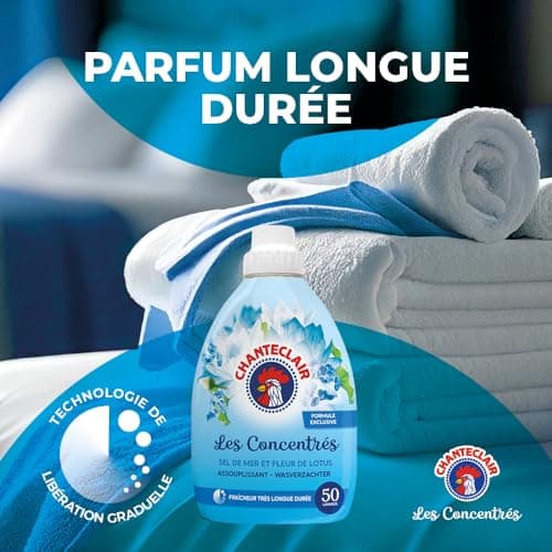 Chanteclair - Assouplissant Concentré, Sel de Mer et Fleur de Lotus, Fraîcheur trés Longue Dureé, 50 lavages - 1000 ml