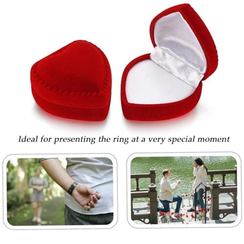 SURALIN 1 Pièce Boite Bague en Forme de Cœur, Boite a Bague en Velours Rouge, Emballage Cadeau Ecrin Bijoux Ecrin Bague Boite Coeur Proposition d'anniversaire et de Noël