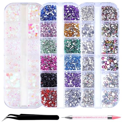 5800 Pièces Pierres Strass Ongles Strass Ongle Nail Art Cristal AB Strass Gemmes Kit Strass Nail Art Strass à Dos Plat Nail Charmes avec Pincette Pick Up et Stylo Pointeur Strass pour DIY Nail Art