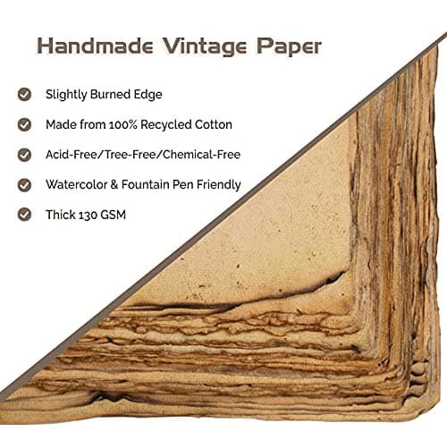 Papier Vierge Antique Fait À La Main Avec Bord Légèrement Brûlé, 21 X 30 cm – Format A4, Paquet De 50, Papier Aquarelle À Feuilles Mobiles Pour Écrivains, Presse À Froid, Épaisseur 150 GSM