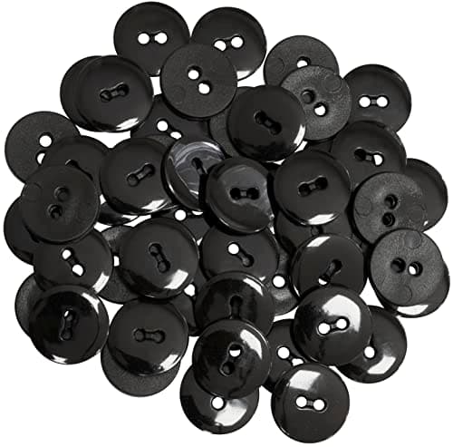 AERZETIX - C65532 - Lot de 50 Boutons à coudre ronds Ø15x2.2 mm à 2 trous L24 24L en plastique - couleur: noir - diamètre de l'ouverture 2 mm - mercerie couture vêtements décoration