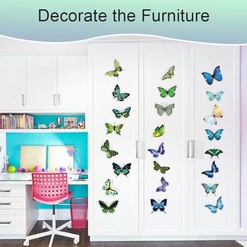 Ceihwa 80pcs Stickers Papillon Scrapbooking Autocollant Transparent Autocollants Vinyle Imperméable Étanche Butterfly Stickers Décoration Petit Autocollant Décoratif pour DIY Ordinateur Journal