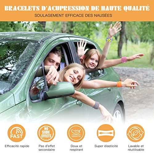 VEGCOO 7 Paires Bracelets Anti-Nausées pour le mal de mer et mal des transports, Bande de Poignet D'acupression, Bracelet Anti Nausée Sans Effets Secondaires pour Enfants, Grossesse, Vacances Voyage