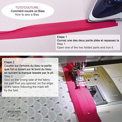 Biais Coton uni - Plus de 20 Coloris Disponibles - Certifié Oeko tex - Biais de Couture à Coudre au Bord de Votre Tissu pour de Jolies Finitions (par 5 mètres, Jaune)