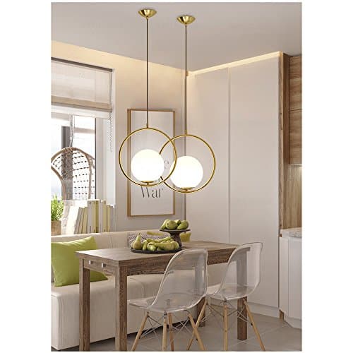 MZStech Moderne Mode Suspension Lampe Fer Verre LED Luminaire Suspension Boule Verre Vec Du Métal Doré (Or)
