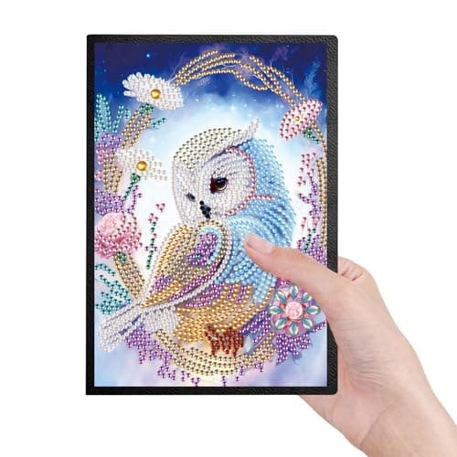 DCIDBEI Diamond Painting lot de 2 Carnet A5 Hibou Blanc Peinture Diamant Carnet de Note Chouette Paon A5 Diamant Painting Carnet de Croquis Filles Journal Intime Femme Adulte 50 Feuilles