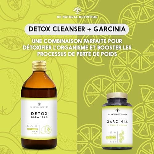 Detox Minceur | Diurétique et draineur | Élimination puissante de toxines aux extraits de plantes | Effet Ventre Plat | Formule naturelle ultra concentrée, 500 ml, Certifié Végan, N2 Natural Nutrition