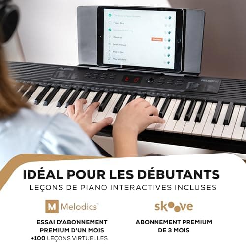Alesis Melody 61 MK4 Clavier Piano 61 Touches avec Accessoires | Portable, 300 Sons, Modes Split/Layer, Inclus Cours, Stand, Banquette, Microphone et Casque, pour Débutants