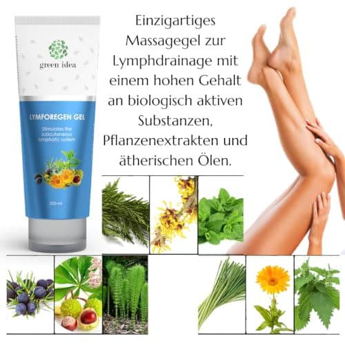 Green idea - Lymforegen pour le drainage lymphatique - 15 herbes et huiles essentielles puissantes - teneur élevée - Stimule le système lymphatique - Gel à base d'herbes actives (400)
