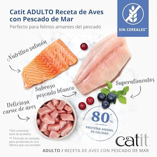 Catit Recettes Croquettes pour Chats, à la Volaille et au Poisson de Mer, pour Chats Adultes, Aliment Complet, 400 g, Aide à Réduire la Mauvaise Odeur des Selles