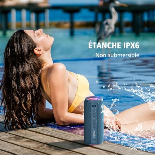 ZEALOT Enceinte Portable Bluetooth avec lumière LED, Basses stéréo puissantes de 40W, Batterie 5200mAh, Micro SD/TF, Bluetooth 5.2 et étanchéité IPX6, Haut-Parleur Bluetooth pour Voyages, Cadeaux