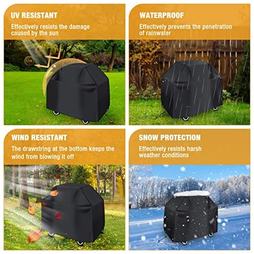 Diboniur Housse Barbecue Exterieur, Bache Barbecue de Protection, Housse Plancha pour BBQ Gaz, avec Revêtement Résistant à l'eau (147x61x117cm Noir)