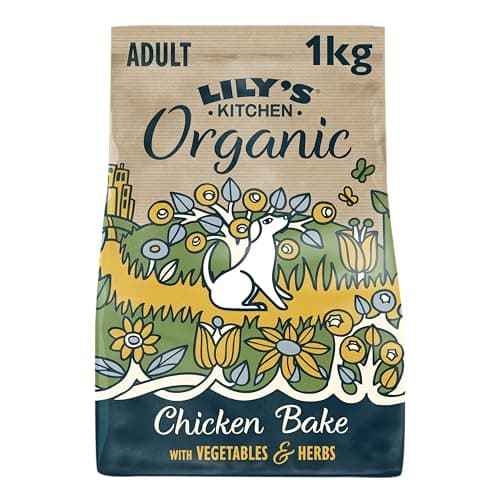 Lily’s Kitchen Fabriqué à partir d’ingrédients naturels Aliments secs pour chiens adultes Poulet bio cuit au four Nutrition équilibrée 1kg