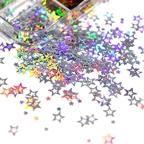MISHITI 12 grilles/boîte Paillettes holographiques étoiles Creuses Forme Paillettes résine époxy Remplissage