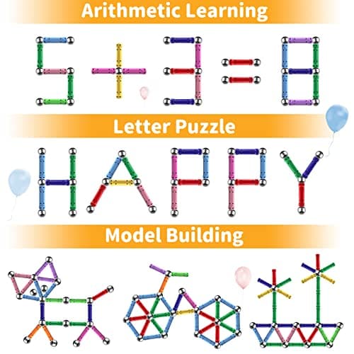 Jvchengxi 320 Pièces Bâtons Magnétiques, Jouets de Construction éducatifs Cadeau Ensemble 3D Jouet de Puzzle des Adultes et des Enfants (Plus de 6 Ans)