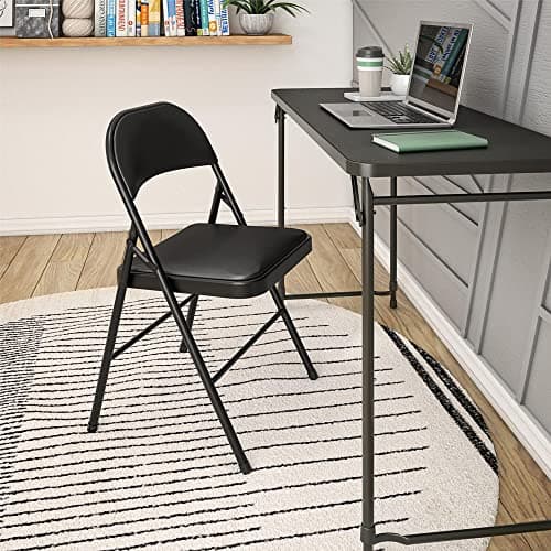COSCO Premium Vinyl Chaise Pliante Rembourrée en Métal 4Pk Blk