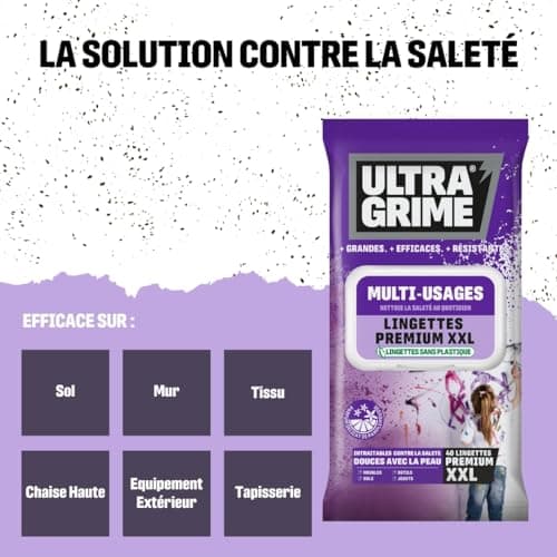 UltraGrime Multiusages Pamplemouse Lingettes XXL Sans Plastique - 40 Grandes Pour Toute La Famille - Nettoyage Multi-Usages Pour Le Sol