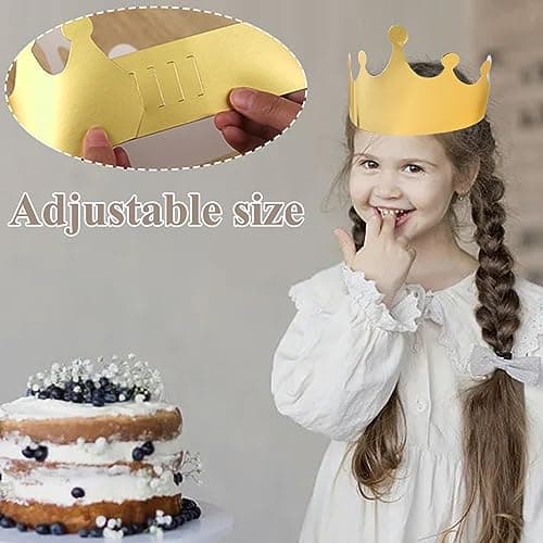 Fyihoxi Lot de 20 couronnes en papier dorées - Pour enfants et adultes - Pour bricolage - Avec pierres précieuses autocollantes et autocollants - Pour enfants et adultes