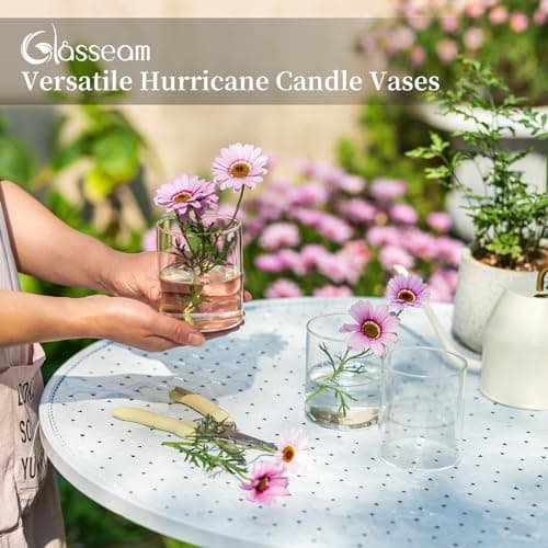 Glasseam Petit Vase en Verre, Vases Cylindriques Transparents pour Fleurs, 10 X 8,5 Cm, Vases à Bourgeons, Lot De 6, Vases à Fleurs Modernes pour La DéCoration, Vases Ouragan DéCoratifs