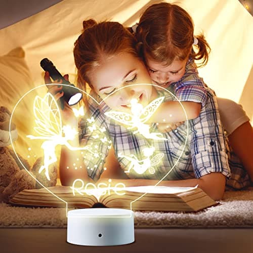VEELU Veilleuse LED pour Bébé Lampe Personnalisée avec Prenom Cadeau de Baptême pour Garçon et Fille Cadeau Naissance Fille