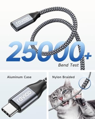 RAVIAD Rallonge USB C 2M 100W 10Gbps, Cable USB C 3.2 Gen 2 Male Femelle 4K@60Hz Charge Rapide et Transfert Compatible avec iPhone 15 Plus Pro Max MacBook Pro Air Galaxy S24 Plus Ultra S23 S22