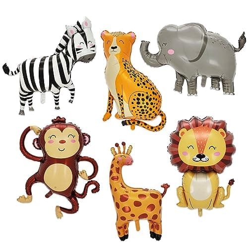 Animal Helium Ballons, 6 Pièces Animal Feuille D'aluminium Ballons, Ballons Animaux Jungle, Decoration Ballon Anniversaire Jungle, Garçons Filles Enfants Décoration Anniversaire Ballons(A)