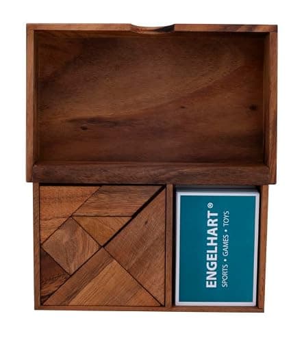 Engelhart - 350103 - Double Tangram en Bois Animaux - Puzzle en Bois - Jeu en Bois Ecologique - 1 et 2 Joueurs - 4 Ans et Plus
