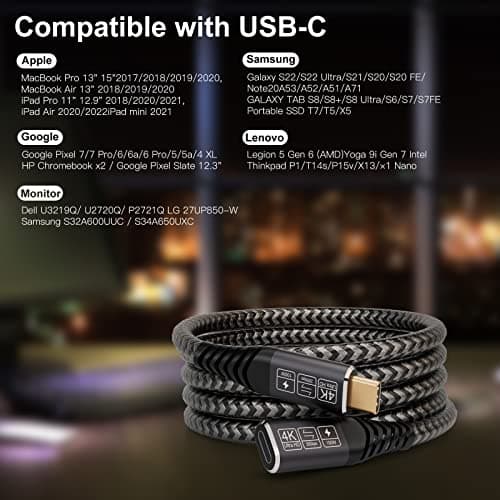 CAKOBLE Câble d'extension USB 3.2Gen2 0,5M,20Gbps 100W/5A Rallonge USB C Mâle et Femelle Compatible USB C 3.2, USB 3.1, USB 3.0, 4K@60Hz Cable USB C Compatible USB C Hub/Dell XPS/USB C Charger