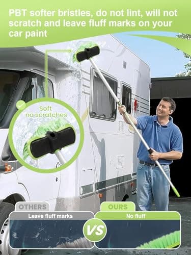 Jisejima Brosse Lavage Voiture PBT 60 "151cm Extensible Poignée Longue Brosse à Récurer de Détail de Poils Doux pour Voiture RV Camion Moto Pneus Pont de Bateau Nettoyage à Domicile Balayage Neige