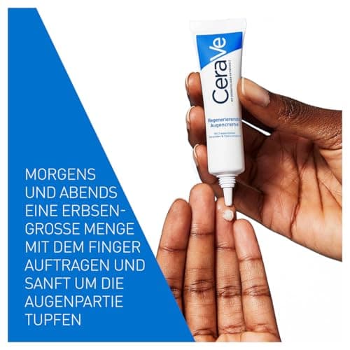 CeraVe - Crème Réparatrice Contour des Yeux - Réduit Poches & Cernes - Crème Yeux Hydratante 24 h - 3 Céramides, Acide Hyaluronique & Extraits de Plantes Marines - Tous Types de Peau - 14 ml