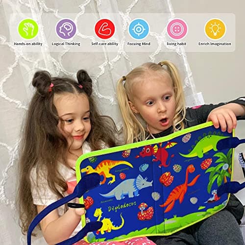 LearnToy Busy Board Montessori Jouet Enfant 1 2 3 4 Ans, 3 Couches Dinosaure Planche Montessori pour Apprendre La Motricité Fine, Jouets éducatifs Jeux Montessori pour Garcon Fille BéBé