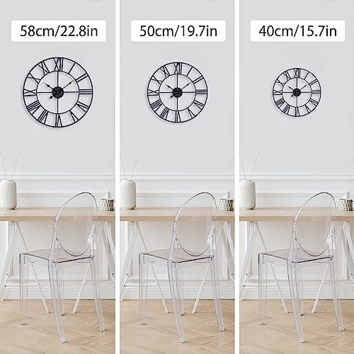 ACCSHINE Horloge Murale Metal avec Chiffres Romain Vintage Silencieuse 40cm