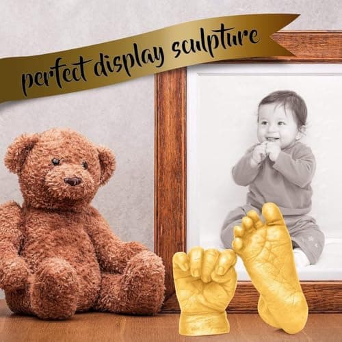chuckle - Kit de Moulage Main & Pied de Bébé Empreinte 3D avec Peintures Or & Argent (0-3 ans) - Facile à Utiliser & Non Toxique - Décoration, Cadeau Original & Souvenir
