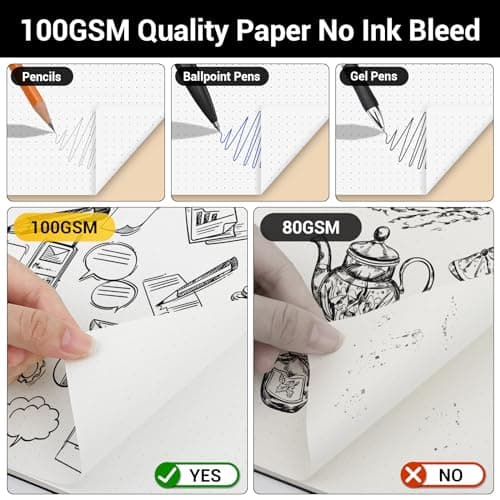 Yarotm Carnet de Notes A4 - Cahier Spirale Bloc Note Croquis - Lot de 2 Cahiers Pointillé a Point - 100g Papier 120 Pages - Noir Couverture Rigide
